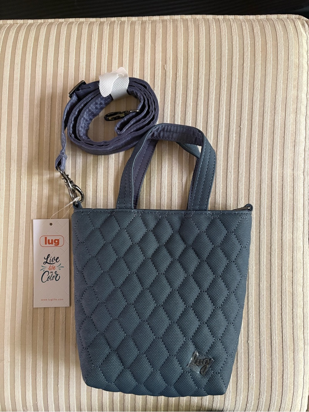 Lug Tip Toe Matte Luxe Crossbody Tote Slate Blue NWT